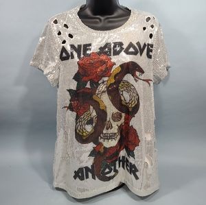 One Above Another Sequined Festival Ware Top Women's Size XS Rave Party